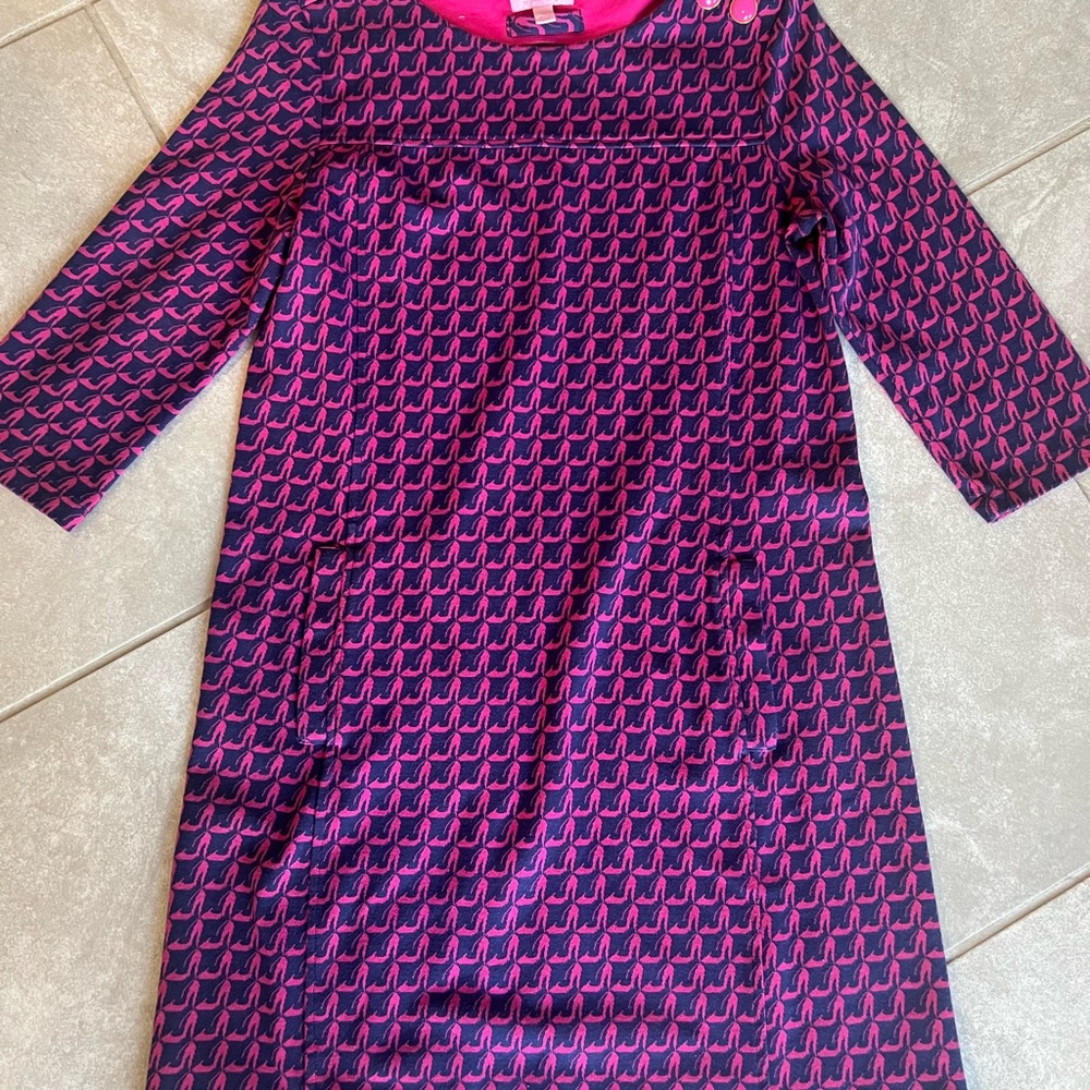 Lilly Pulitzer Pink & Navy High Heel Shift Dress